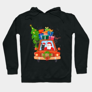 Santa And Scottie Riding Red Truck Merry Christmas Hoodie